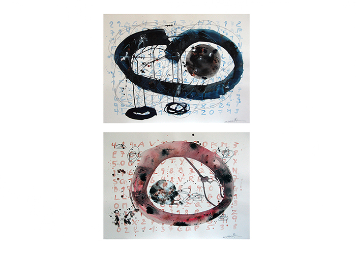 Weltschleifen • je 50 x70 cm • Acryl, Tusche und Bleistift auf Büttenpapier