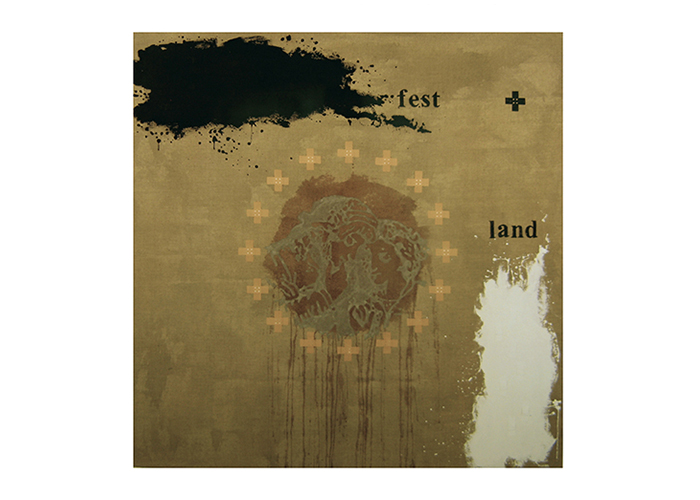 festland • 130 x 130 cm • Acryl, Heftpflaster auf Leinwand