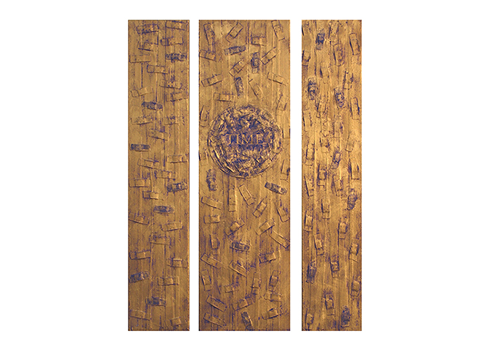 time • 3teilig, 1mal 100 x 30 cm • 2mal 100 x 20 cm  • Acryl, Heftpflaster auf Leinwand